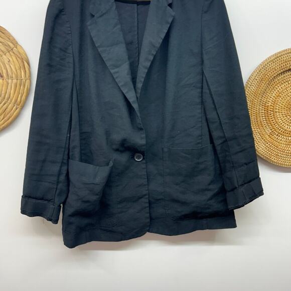 A New Day Neutral Black Single Button Collared Lightweight Blazer Jacket Medium - Picture 4 of 6
